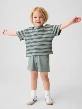 Pantalones cortos tipo waffle sin tirantes para bebés y niños pequeños
