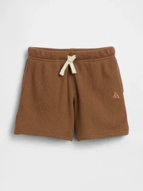 Pantalones cortos tipo waffle sin tirantes para bebés y niños pequeños