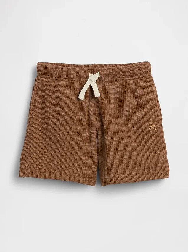 Pantalones cortos tipo waffle sin tirantes para bebés y niños pequeños