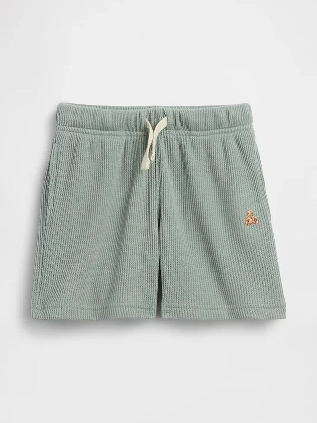 Pantalones cortos tipo waffle sin tirantes para bebés y niños pequeños