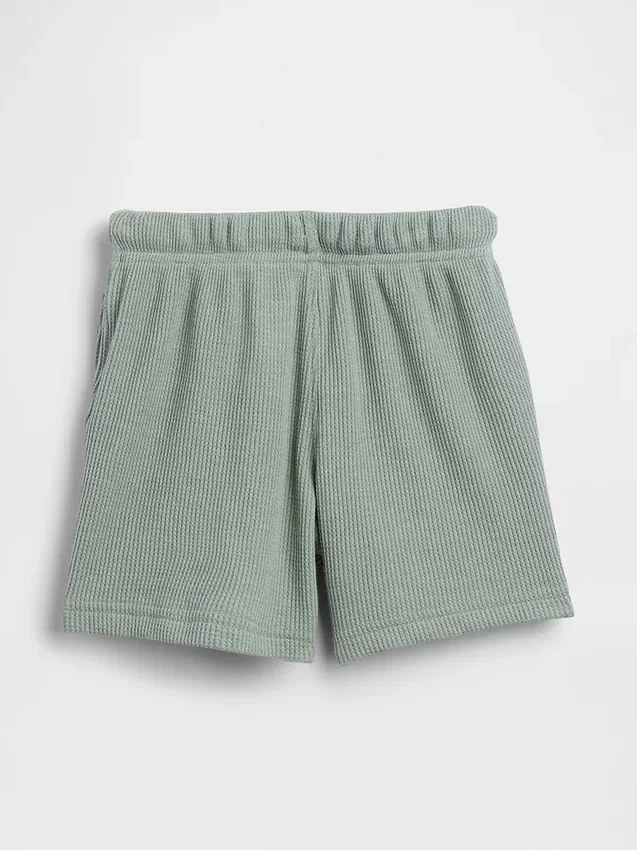 Pantalones cortos tipo waffle sin tirantes para bebés y niños pequeños