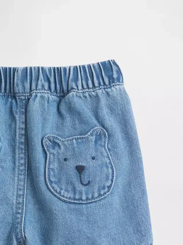 Pantalones cortos vaqueros con bolsillos y osito Brannan para bebé