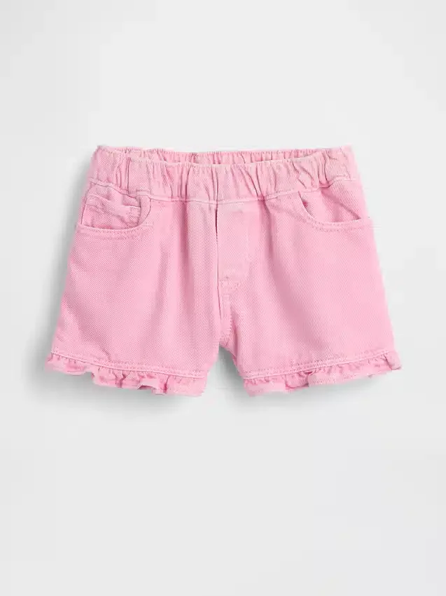 Pantalones cortos vaqueros con volantes y abertura frontal para bebés y niños pequeños