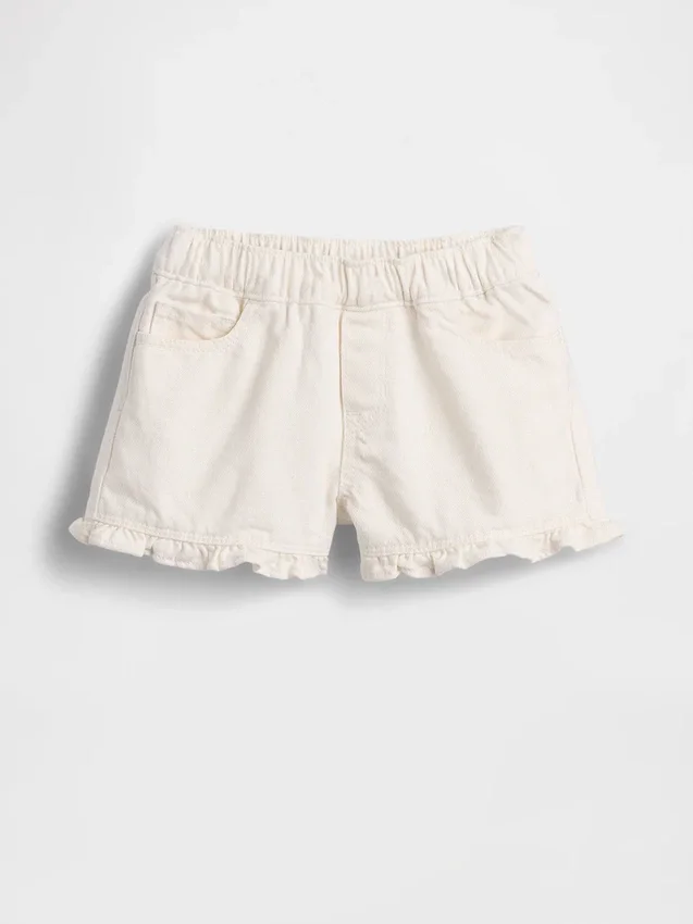 Pantalones cortos vaqueros con volantes y abertura frontal para bebés y niños pequeños