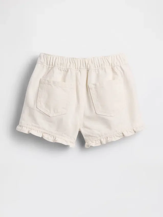 Pantalones cortos vaqueros con volantes y abertura frontal para bebés y niños pequeños