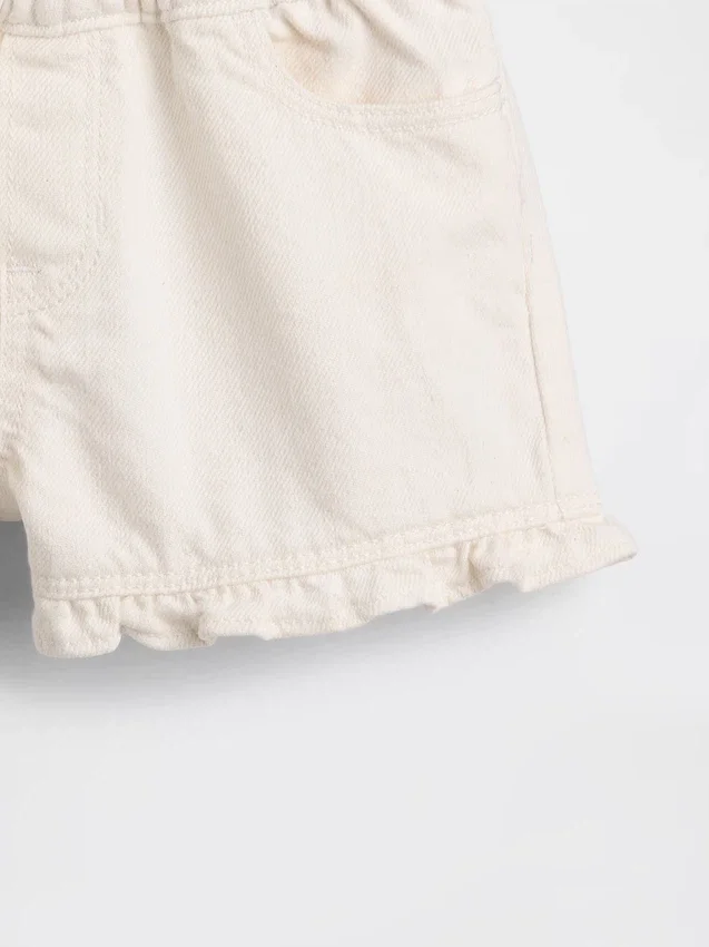 Pantalones cortos vaqueros con volantes y abertura frontal para bebés y niños pequeños