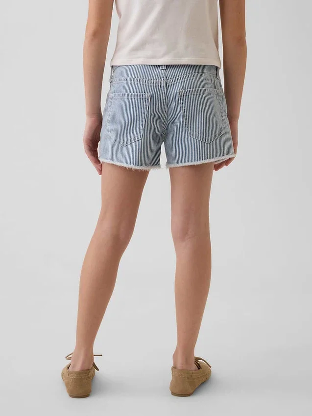 Pantalones cortos vaqueros de cintura baja con rayas para niños