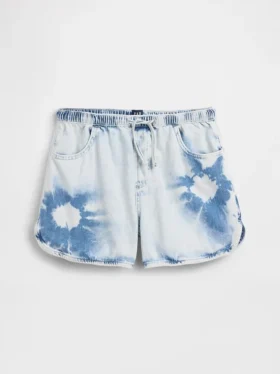 Pantalones cortos vaqueros de talle alto con estampado tie-dye para niños
