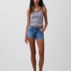 Pantalones cortos vaqueros de talle bajo con cordón de 3"