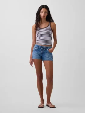 Pantalones cortos vaqueros de talle bajo con cordón de 3"