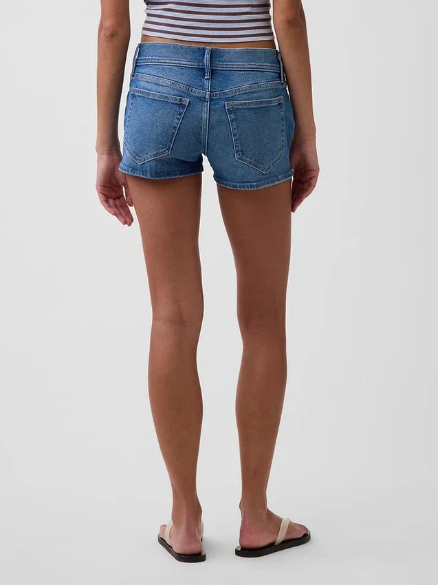Pantalones cortos vaqueros de talle bajo con cordón de 3"