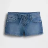 Pantalones cortos vaqueros de talle bajo con cordón de 3"