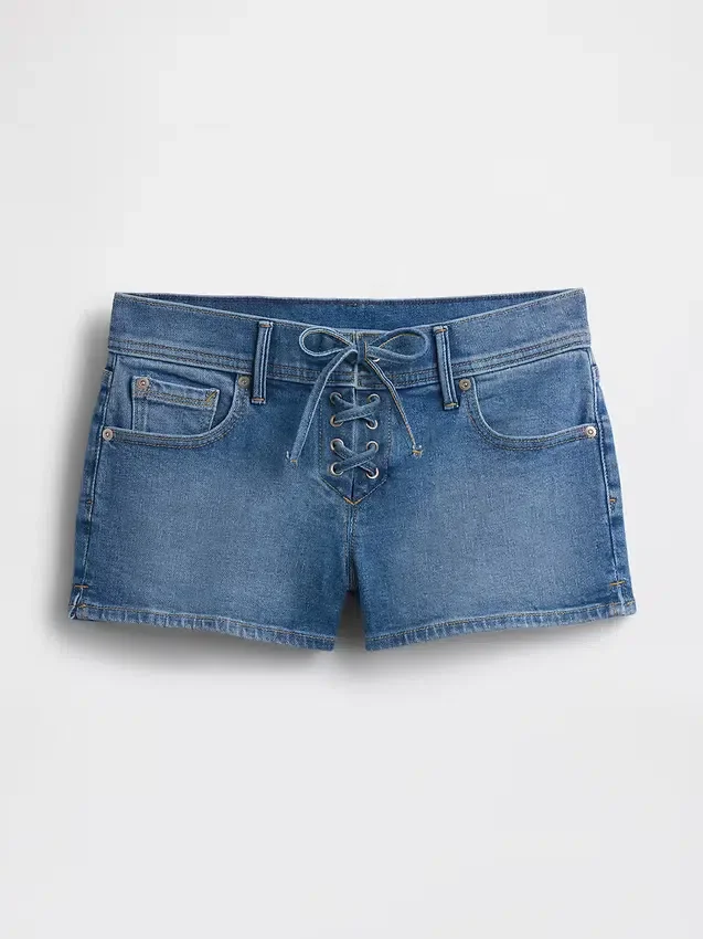 Pantalones cortos vaqueros de talle bajo con cordón de 3"
