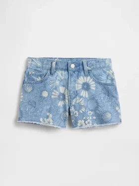 Pantalones cortos vaqueros de talle bajo con estampado floral para niños