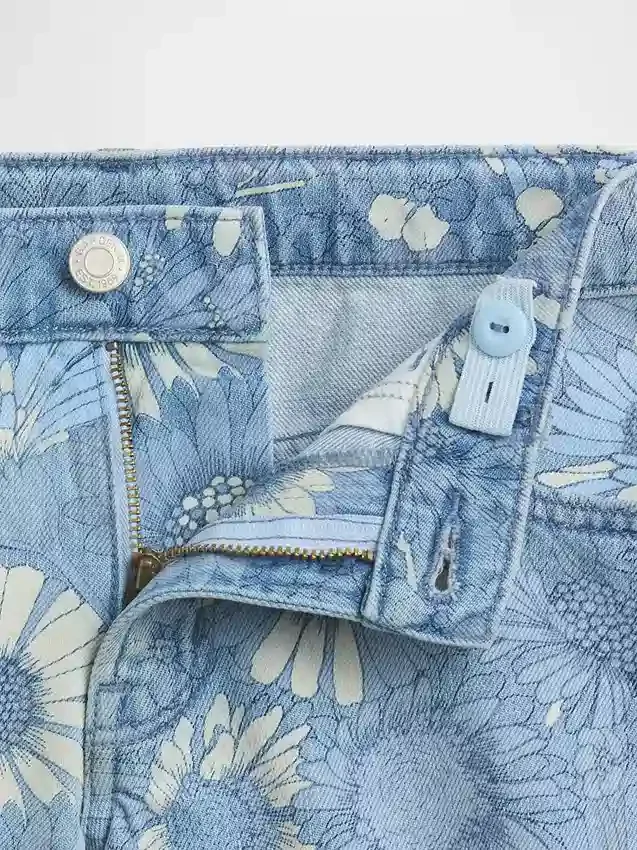 Pantalones cortos vaqueros de talle bajo con estampado floral para niños