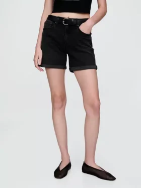 Pantalones cortos vaqueros de talle medio «Girlfriend» de 5″