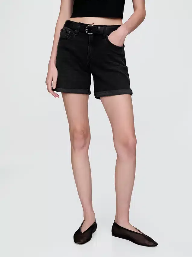 Pantalones cortos vaqueros de talle medio «Girlfriend» de 5"