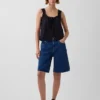 Pantalones cortos vaqueros de talle medio y corte largo