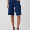Pantalones cortos vaqueros de talle medio y corte largo