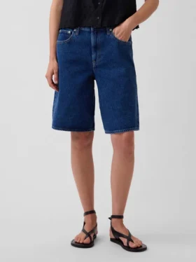 Pantalones cortos vaqueros de talle medio y corte largo