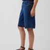 Pantalones cortos vaqueros de talle medio y corte largo