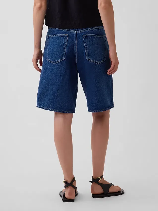 Pantalones cortos vaqueros de talle medio y corte largo