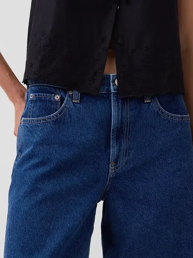 Pantalones cortos vaqueros de talle medio y corte largo