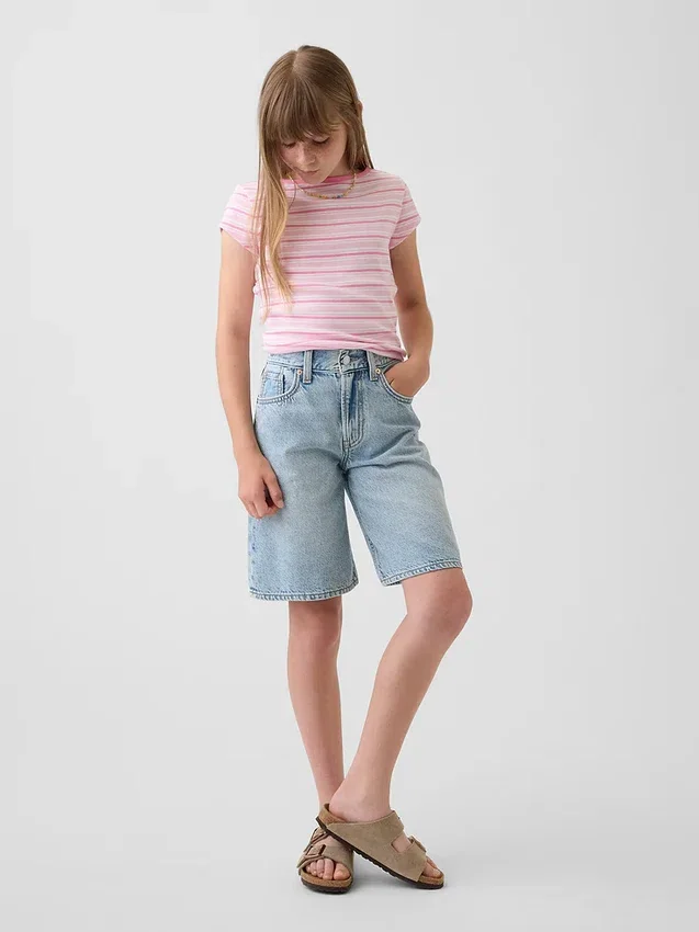 Pantalones cortos vaqueros de talle medio y corte largo para niños
