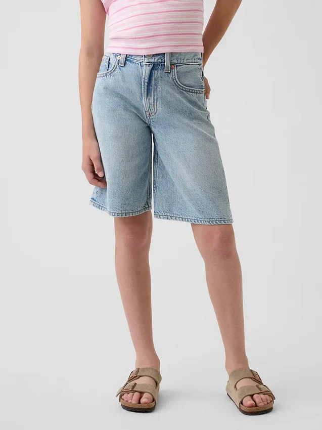 Pantalones cortos vaqueros de talle medio y corte largo para niños
