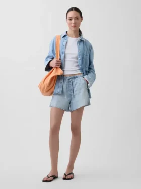 Pantalones cortos vaqueros «Easy Denim» ultrasuaves de 3,5” con talle bajo
