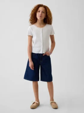Pantalones cortos vaqueros largos de talle bajo para niño