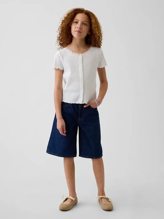 Pantalones cortos vaqueros largos de talle bajo para niño