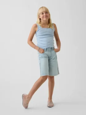 Pantalones cortos vaqueros largos de talle bajo para niño
