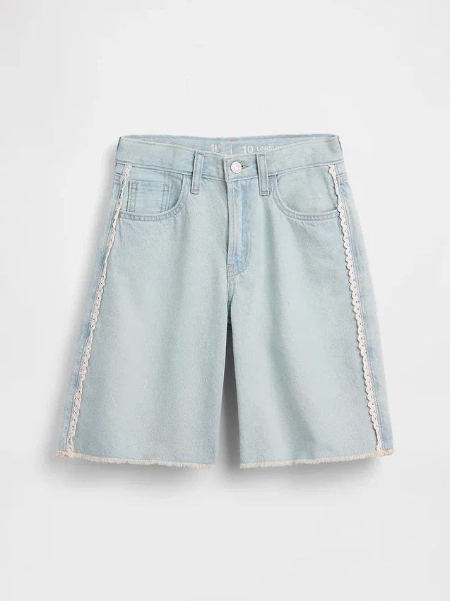 Pantalones cortos vaqueros largos de talle bajo para niño
