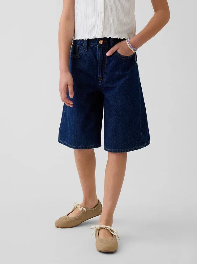 Pantalones cortos vaqueros largos de talle bajo para niño