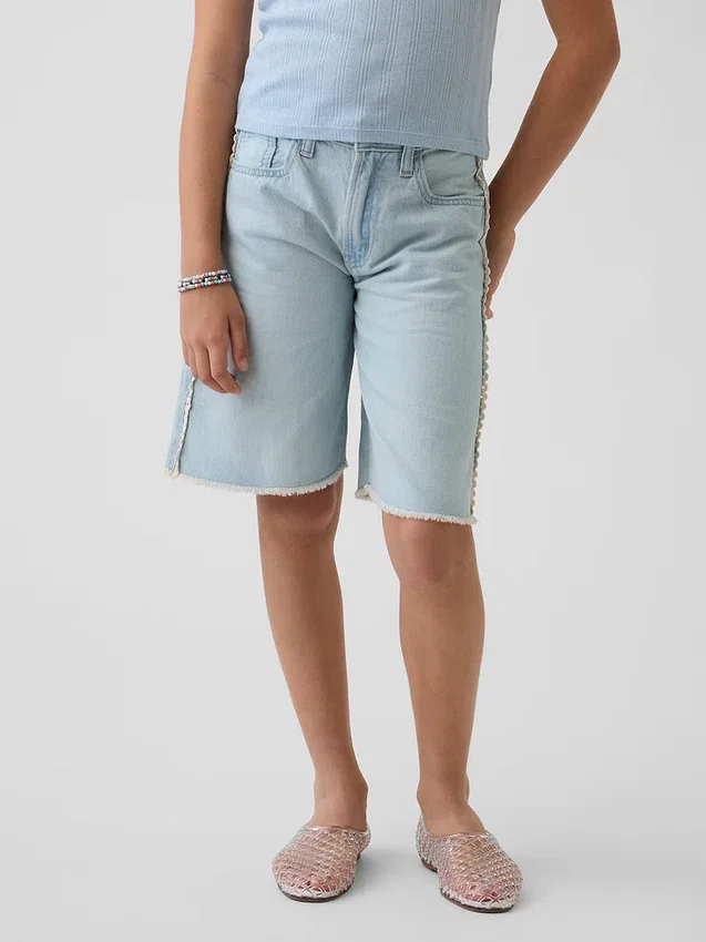 Pantalones cortos vaqueros largos de talle bajo para niño