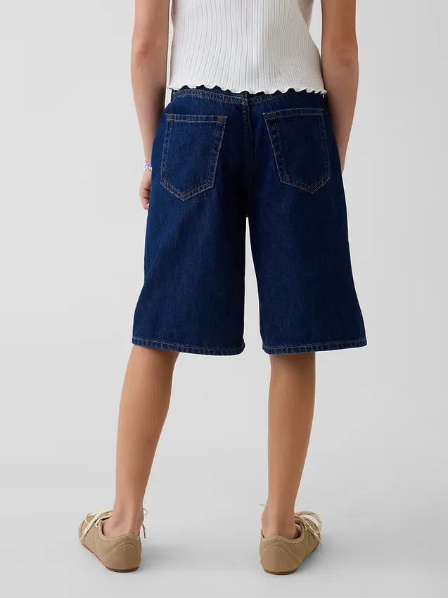 Pantalones cortos vaqueros largos de talle bajo para niño