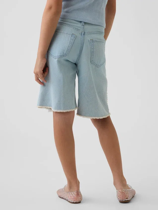 Pantalones cortos vaqueros largos de talle bajo para niño