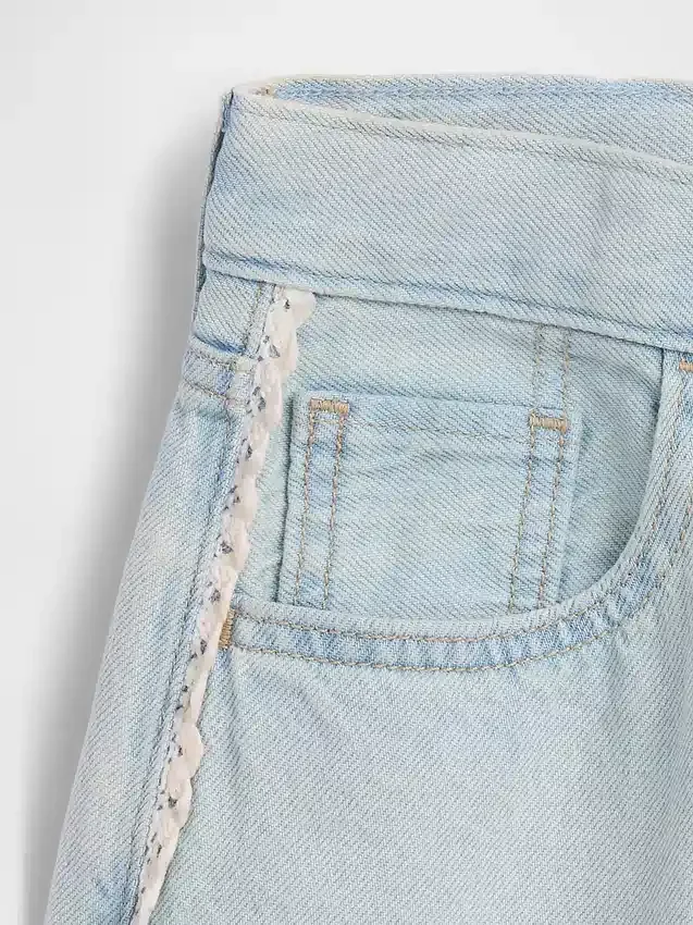 Pantalones cortos vaqueros largos de talle bajo para niño