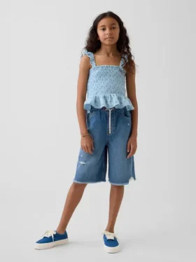 Pantalones cortos vaqueros largos de talle bajo ultrasuaves para niños