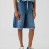 Pantalones cortos vaqueros largos de talle bajo ultrasuaves para niños