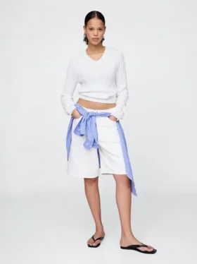 Pantalones cortos vaqueros largos de talle medio de 11"