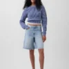 Pantalones cortos vaqueros largos de talle medio de 11"