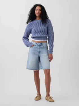 Pantalones cortos vaqueros largos de talle medio de 11"