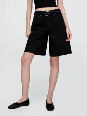 Pantalones cortos vaqueros largos de talle medio de 11″