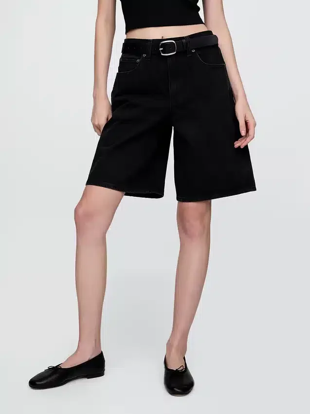 Pantalones cortos vaqueros largos de talle medio de 11"