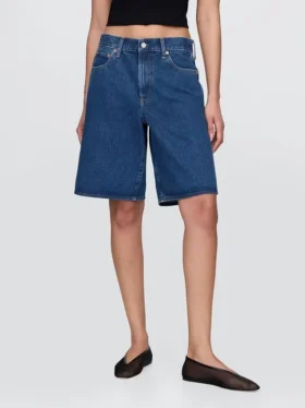 Pantalones cortos vaqueros largos de talle medio de 11″