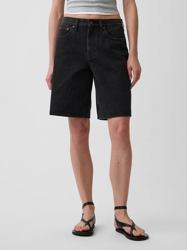 Pantalones cortos vaqueros largos de talle medio de 11"