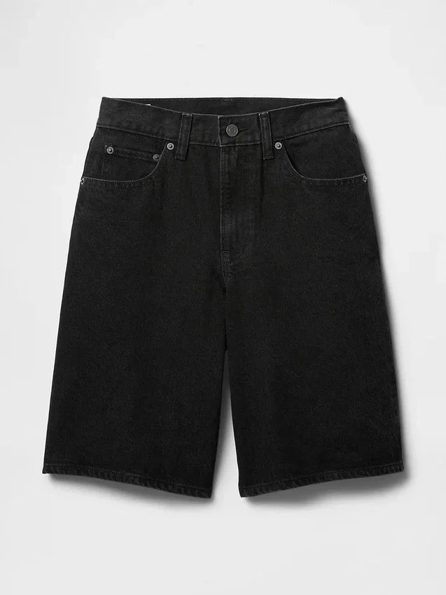 Pantalones cortos vaqueros largos de talle medio de 11"