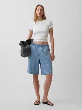 Pantalones cortos vaqueros largos «Easy Stripe» ultrasuaves de talle medio, de 11"